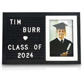 Letter Board Picture Frame - Customizable Letter Board Photo Frame - 4x6 Personalized Photo Frame with Letters - Includes 170 charachters; Graduation, Baby Gift