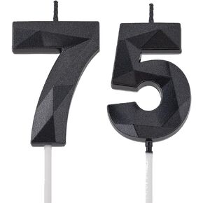 2 inch Gold 75 & 57 Birthday Candles, 3D Diamond Number 75th & 57th Cake Topper for Men Women Birthday Party Decorations Theme Party