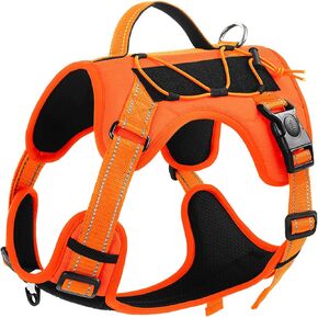 Orange Reflective Lightweight Tactical Pet Harness Vest with Handle Harness Tactical Dog Harness Vest for Walking, Hiking,Training,Outdoor,Camping (Orange, Small)
