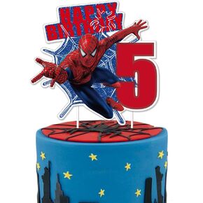Sipder Superhero Birthday Cake Topper for 5th Birthday