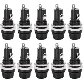 10pcs 10A 250V Holder Case Panel Mount Screw Cap for Radio Glass Tube 5 x 20mm Black