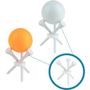 Golf Ball Tabletop Display Stand (2 Pack) | Desktop Golf Tee Holder for Single Golf Balls | Tripod 3 Tee Mount for Golf Balls | Great for Collectible Balls | Golf Decor & Storage (White)