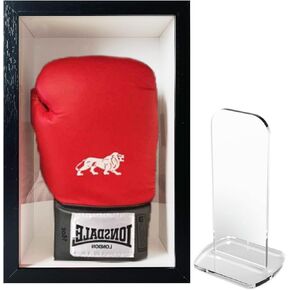 Boxing Glove Display Case with Acrylic Holder Stand Boxing Glove Storage Holder for Boxing Glove Clear Box for Signed Boxing Glove Protection