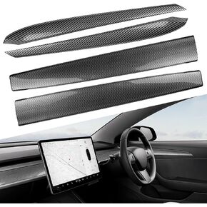 4 قطع من أغطية لوحة القيادة الداخلية من ألياف الكربون متوافقة مع طراز تسلا 3 2021 2022 2013 (ألياف الكربون الساطعة) in Kuwait