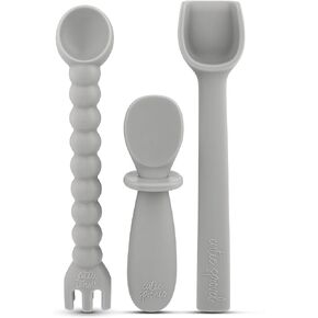 Ryan & Rose Ultimate Utensil Set of 3 Silicone Baby Spoons Silicone baby feeding set for baby led weaning, baby spoons self feeding 6 months, baby utensils, toddler utensils (Oxford)