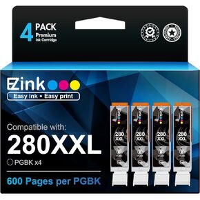 E-Z Ink Compatible Ink Cartridge Replacement for Canon PGI-280XXL PGI 280 XXL Compatible with PIXMA TR7520 TR8520 TS6120 TS6220 TS8120 TS8220 TS9120 TS9520 TS9521C Printer (4 PGBK)