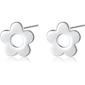 Reffeer Solid 925 Sterling Silver Cute Flower Earrings Stud for Women Teen Girls Small Daisy Stud Earrings Hypoallergenic