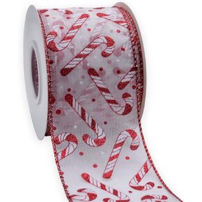 HATIANGE Christmas Wired Edge Ribbon 2.5 Inch Christmas Leaf Glitter Ribbons for Gift Wrapping, Christmas Tree Decoration, Crafts Wreaths Supplies 10 Yards Roll