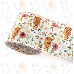 2 Rolls Cow Print Ribbon Black White Wired Ribbon Animal Spot Print Fabric Ribbon for Farmhouse Spring Fall Wreath DIY Crafts Bows Making Gifts Wrapping Party Decoration 5 Yards