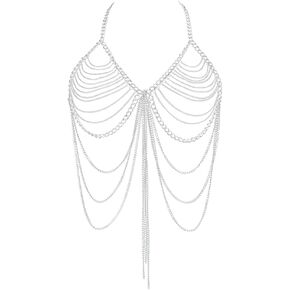 Chest Chains Tassel Body Chain Sexy Bikini Chains Silver Body Jewelry Bra Chain Beach Rave Nightclub Party Accessories for Women