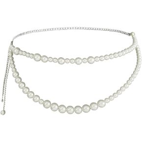 Asooll Fashion Pearl Waist Chains Layered Belly Chain Beach Bikini Party Waist Accessories for Women and Girls