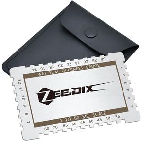 ZeeDix Stainless Steel Metal Wet Film Thickness Gauge Comb, 1-80 Mil Scale, Dual Scale Step and Notched Gauge Thickness Tool for Paints Resins