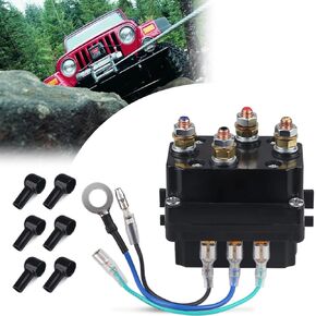 WATERWICH 12V 250A Winch Solenoid Relay Contactor with 6 Protecting caps Universal for ATV UTV 2000-5000lbs Winch