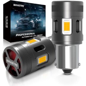 MAXGTRS T20 7440 W21W LED Bulb CANBUS Turn signal light Super bright 3570 Chip Error Free Blinker Anti Hyper Flash Amber Yellow 24W 4000LM lamp Plug and Play(2 pack)