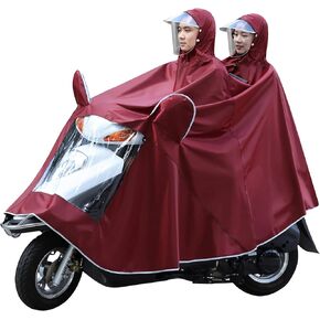 Double Brim Motorcycle Poncho Outdoor Bike/Ebike/Scooter Jacket Raincoat Hooded Rainsuit Waterproof Rain Cover
