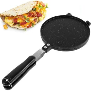 Double Sided Frying Pan, Tortilla Press Pan, Nonstick Grilled Cheese Maker, Sandwich Maker Panini Presses, Aluminum Flip Grill Pan with Bakelite Handle, Waffle Pancake Snack Griddle Pan for Home