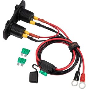 سلسلة DIY YCIND أنثى ولاعة السجائر المقبس المزدوج USB شحن مخرج الطاقة الثقيلة 30A الصمامات 12V سيارة شاحنة قارب البحرية RV المحمول DIY كيت 12AWG الحبل 10Ft