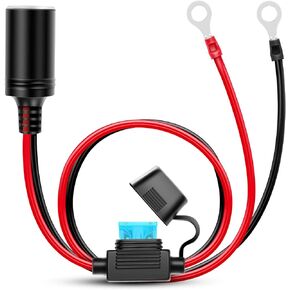 Nilight Female Cigarette Lighter Outlet 3Ft + Eyelet Terminal Plug and Blade Fuse Holder 12V 16AWG Heavy Duty Cable Accessory DC Power 12 24Volt Socket for Car Tire Inflator Air Pump