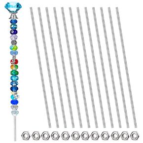 24 PCS 8/32 Inch M4 Threaded Rods Studs with Hex Nuts, 12 PCS 300mm Long M4 Stainless Steel Fully Rod Threaded & 12 PCS M4 Nuts for DIY Beaded Garden Stake Rods (M4×300mm (12pcs))