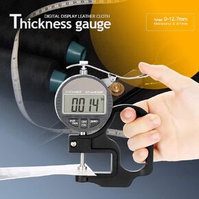 Hilitand Digital Thickness Gauge for Paper Leather Cloth Wire Measuring Tool 0-12.7mm Measuring Range 12.5 x 10cm