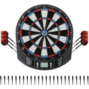 PATIKIL Electronic Soft Tip Dart Board, Digital Electronic Dartboard LCD Displays, 18 Games and 159 Variants with 6Pcs Darts, 24 Tips, Support 8 Players