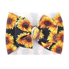 Black Daisies flowers bow baby headband Festival Headwrap Hair Accessories.(FD33-Black Daisies)