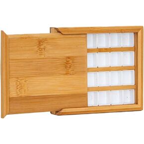 1 Piece Watercolor Wooden Palette Box with Half Pans Grid Pull-Out Type Oil Drawing ray Pallets Portable Travel Paint Tray