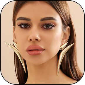 Gold Statement Earrings for Women Large Geometric Dangle Earrings Bohe Exaggerated Earrings Gold Silver Triangle Earrings Metal Geometric Earrings for Women Girls