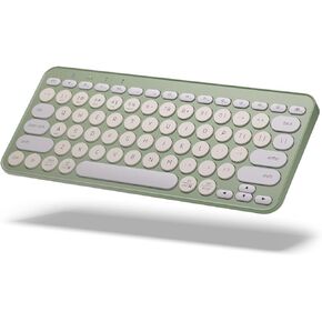 LTC MK791 Multi-Device Bluetooth Keyboard, Rechargeable Compact Slim Wireless Keyboards w/ 79 Keys, Low-Profile & Colorful, for PC Laptop MacBook iPad Smartphone Tablet, Green