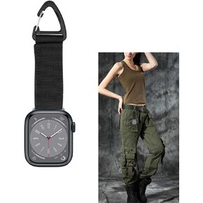 Nylon Strap Compatible with Apple Watch Fob Clip Holder Carabiner Military Tactical Band