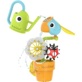 Yookidoo Watering Can Baby Bath Toy (Ages 1-3) Spinning Lady Bug & Tipping Bird Toy with 3 Moving Pieces (Mold Free) - Attaches to Tub Wall for Easy Toy Holder and Storage - for Toddler Bath Time