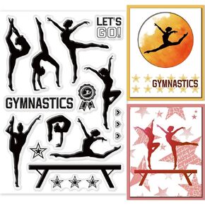 GLOBLELAND Sports Theme Gymnastics Clear Stamps Lady Human Silhouette Silicone Clear Stamp Human Seals for DIY Scrapbooking Journals Decorative Cards Making Photo Album
