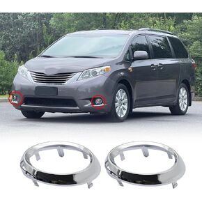 1 Pair Chrome Trim Rings Fog Driving Light Lamp Bezel Cover Compatible with Toyota Sienna SE 2011 2012 2013 2014 2015 2016 2017 Replace 52712-08020 52713-08020 TO1038150 TO1039150