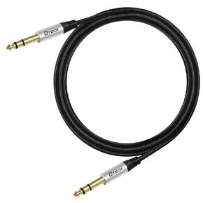 DTECH 5ft Electric Guitar Cable TRS 1/4 Instrument Cord Aux Balanced Stereo Jack Quarter Inch 6.35mm for DJ Speakers Amplifier Bass AMP Studio Audio Monitor Mixer