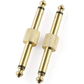 E-outstanding 2-Pack Guitar Pedal Coulper 6.35mm(1/4") Audio Mono Male to Male Plug Gold Plated Copper Guitar Effect Pedals Convert Instrument Connector Adapter