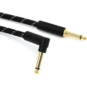 Fender Deluxe Series Instrument Cable, Straight/Angle, Black Tweed, 18.6ft