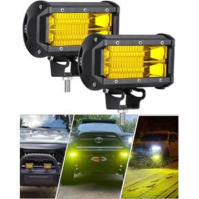 Chelhead Yellow Fog Lights, 5 Inch 72W Led Light Bar Off Road Amber Led Driving Lights Compatible with Trucks Motorcycle Off-road Jeep ATV UTV SUV Boat Marine 4X4