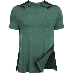 URRU Men's Post Shoulder Surgery Shirts Recovery Full Tear Away Short Sleeve Snap Chemo Shirts for Port Access