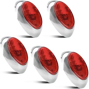 4" Red Led Oval Side Marker and Clearance Lights with Chrome Bezel, Oval led trailer truck marker lights (5)