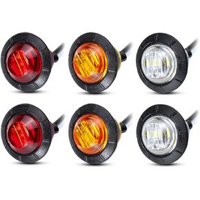 Meerkatt 3/4 Inch Mini Round White 3 LED Side Marker Sealed Flush Mount Light Waterproof for Truck Bus Van Boat Lorry 12V DC Universal.