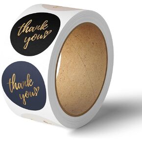 Thank You Stickers Roll | Simple and Sincere | 2 inch | Waterproof | 300 Labels for Small Business, Packaging, Mailer Seal Stickers | 4 Classic Colors with Gold Foil Design