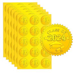 Zonon 240 Pcs Gold Embossed Graduation Seal Stickers Embossed Graduation Cap Diploma Gold Envelope Seals Certificate Class of 2025 Gold Foil Seals Stickers for Graduation Envelopes, 2 Inches