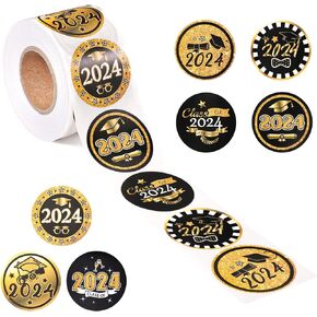 500pcs / Roll Graduation Stickers, 1.5 Inch Round Graduation Cap Stickers Seals Class of 2024 Congrats Grad Stickers Graduation Labels Grad Party Supplies for Envelopes Diploma Certificates