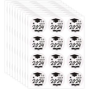 120pcs Graduation Hat Stickers, 1.57 Inch Diameter Vinyl Envelope Seal Class of 2024 Sticker Graduation Cap Congratulation Graduation Season Scrapbook Label for Graduation Party Supplies Decorations