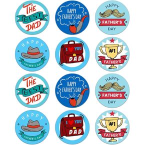 36pcs Happy Fathers Day Stickers Labels 1.5" Father's Day Gift Tags Stickers Father's Day Labels Stickers for Envelope Seals Boxes Cards Party Favor Decorations