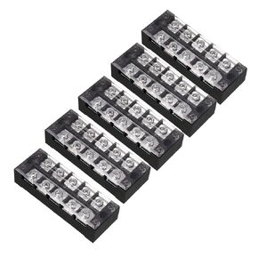 uxcell 5 Pcs 5 Positions Dual Rows 600V 45A Wire Barrier Block Terminal Strip TB-4505L