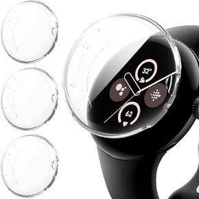Suoman 3-Pack for Google Pixel Watch 2/for Google Pixel Watch Case, [Perfect Fit] All-Around Protective Soft TPU Bumper Cover Screen Protector Case for Google Pixel Watch 2 - Black+Black+Black