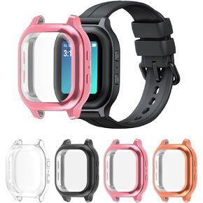 Valband 4 Packs Screen Protector Compatible with Gabb Watch/Gabb Watch 2 Ultra Slim Soft Full Cover Case for Gabb Kids Watch, Clear/Black/Rose/Gold