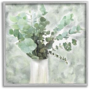 Stupell Industries Sage Green Painterly Eucalyptus in White Vase Canvas Wall Art, 17 x 17