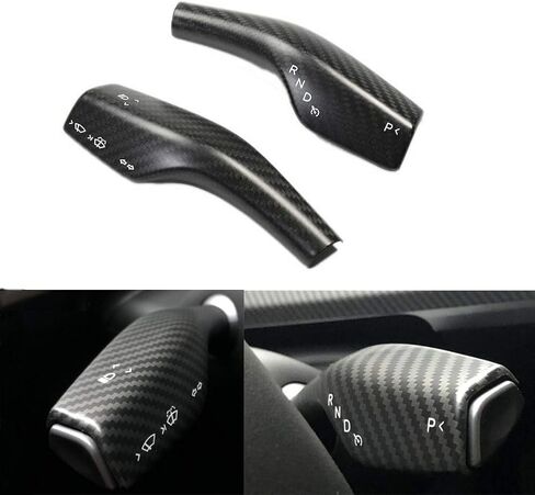2023 Model Y Stalk Cover Best 2024 Model Y Column Gear Shift Cover Fits Tesla Y Interior Production Turn Signal Accessories Steering Wheel Frame Patch/Carbon Fiber Finish (Matt Style) in Saudi Arabia